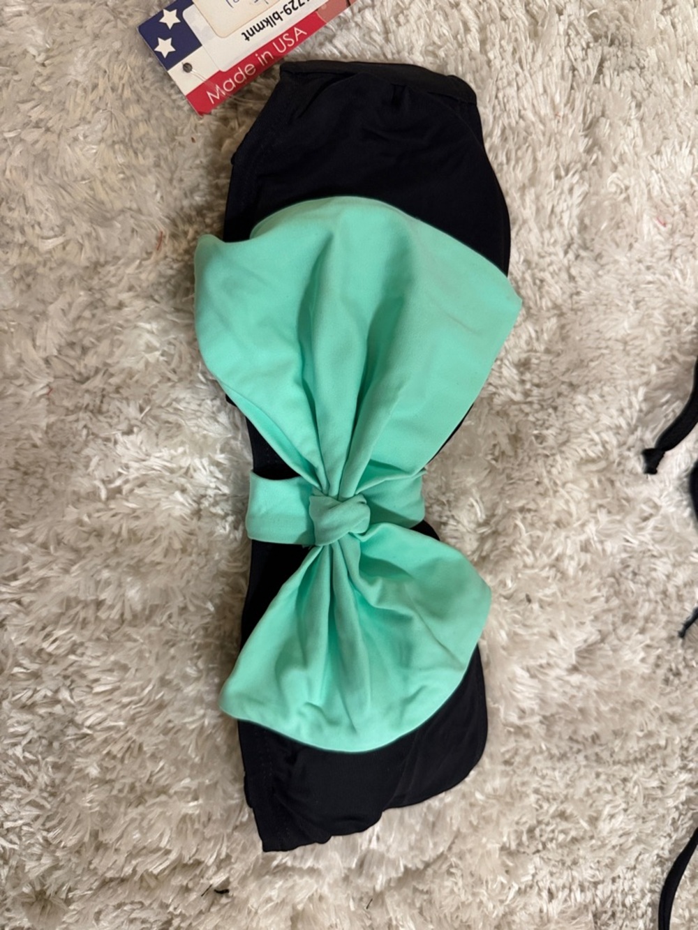Dippin' Daisy's Black and Mint Green Bow Bikini Top